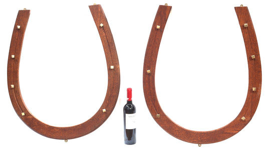 Pair Vintage Oak Horseshoe Whip or Coat Racks