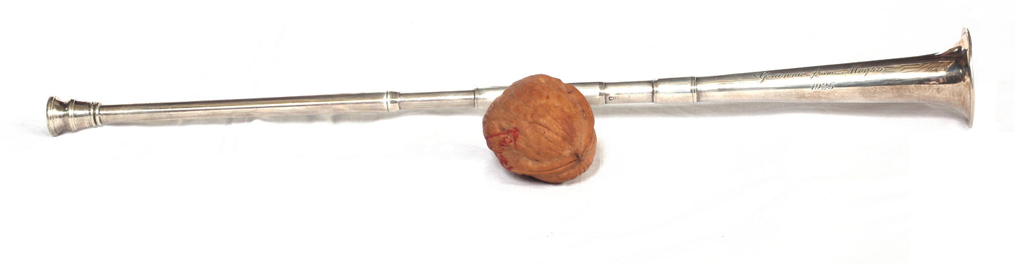 Antique 1923 Silver "Hunting Horn" Candle Snuffer by E.Baker, Chester