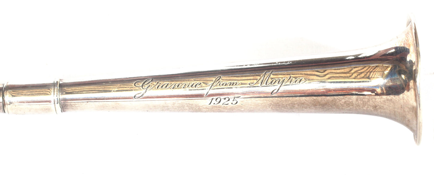 Antique 1923 Silver "Hunting Horn" Candle Snuffer by E.Baker, Chester