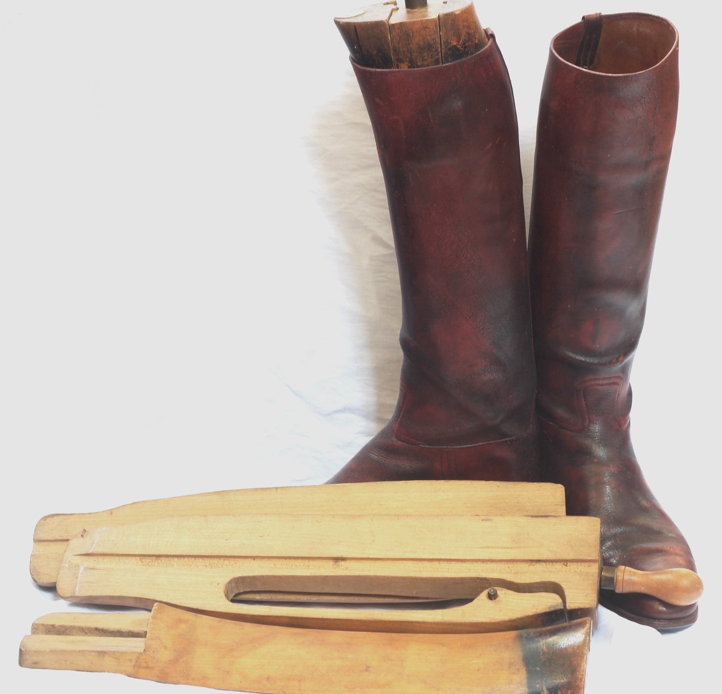 Vintage Tom Hill Brown Leather Riding Boots and Trees Size 10½ or 11