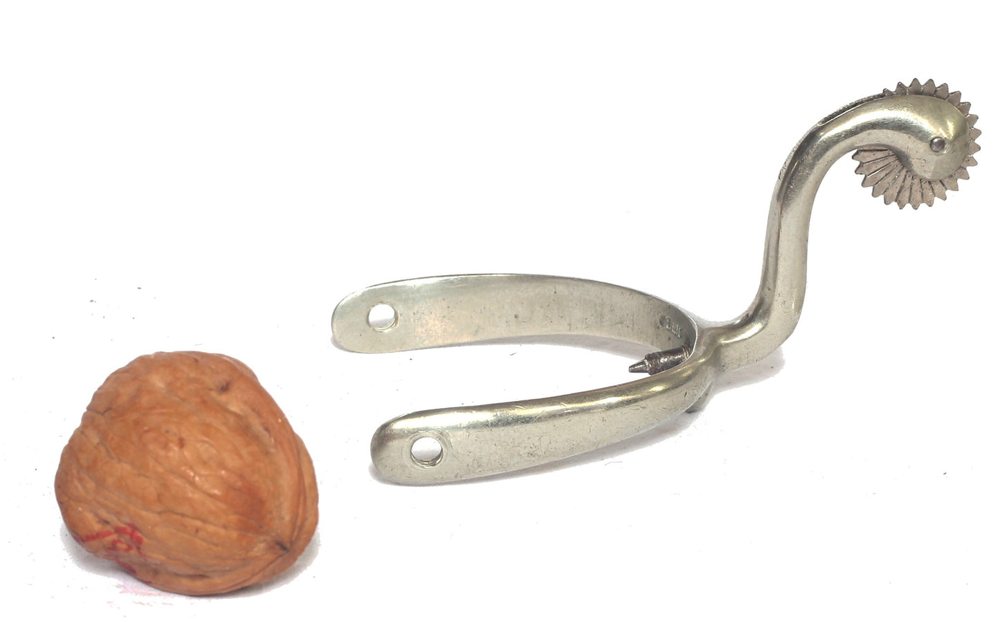 Pair of Nickel Swan Necked Mess Fixed Spurs