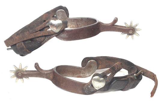 A Pair of Crockett Cowboy Spurs with Heart Buttons
