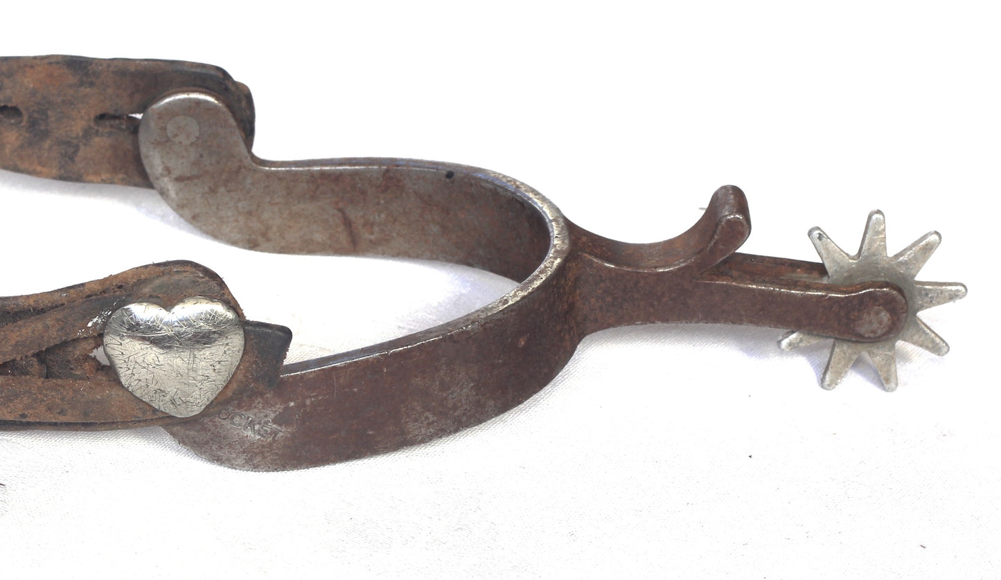 A Pair of Crockett Cowboy Spurs with Heart Buttons - Spur535