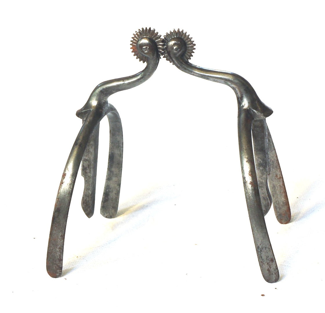 Pair of Fine Steel Swan Necked Box Spurs