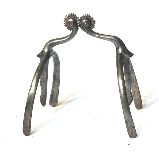 Pair of Fine Steel Swan Necked Box Spurs