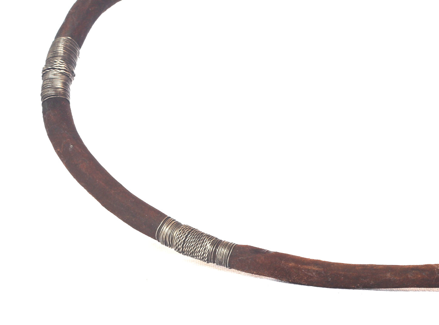 Antique hide whip with silver filigree