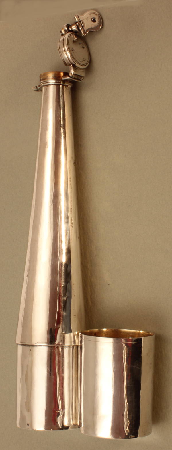 Victorian Silver Saddle Flask with Cup