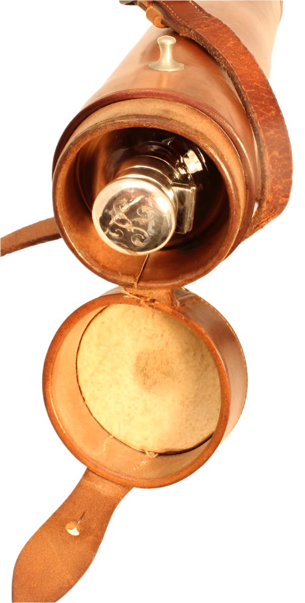 1909 Silver Mounted Edwardian Saddle Flask