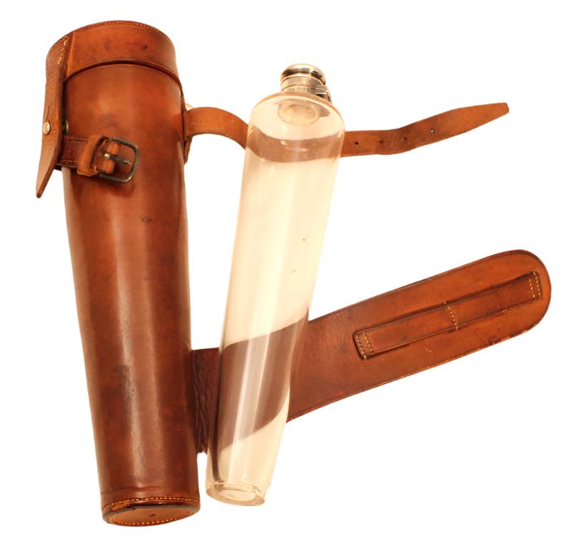 1909 Silver Mounted Edwardian Saddle Flask