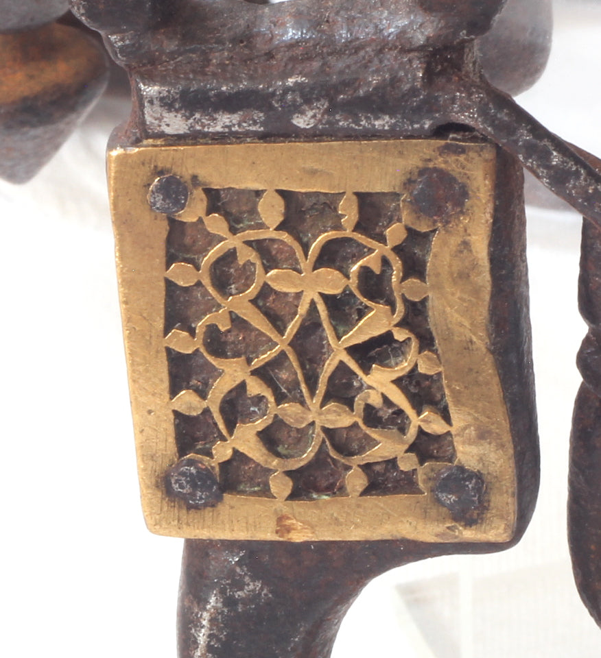 An 18th Century Indo-Persian Horse Bit with Pierced Brass Decoration
