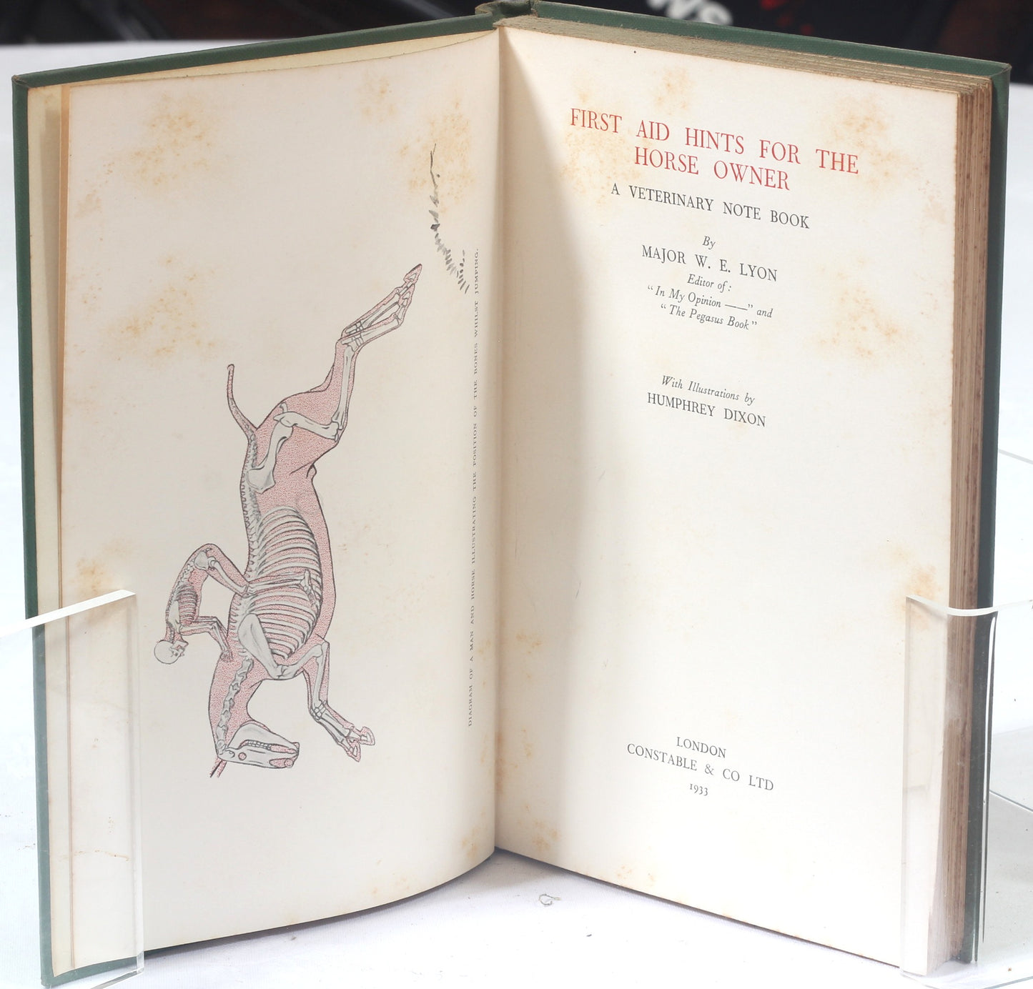 First Aid Hints for the Horse Owner, A Veterinary Note Book by Major W.E.Lyon, 1st Ed 1933