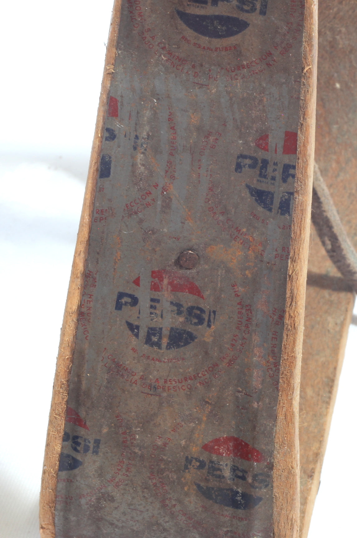 Pair of Vintage Bentwood Stirrups with "Pepsi" Metal Band