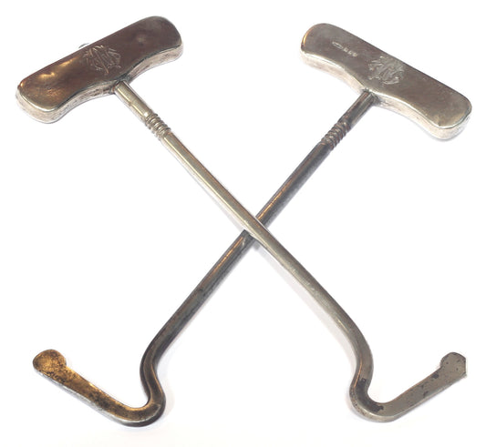 1893 Silver Handled Boot Pulls or Hooks