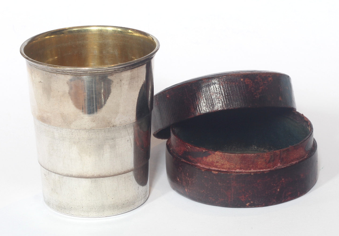 Antique Telescopic or Collapsible Cup in Leather Case