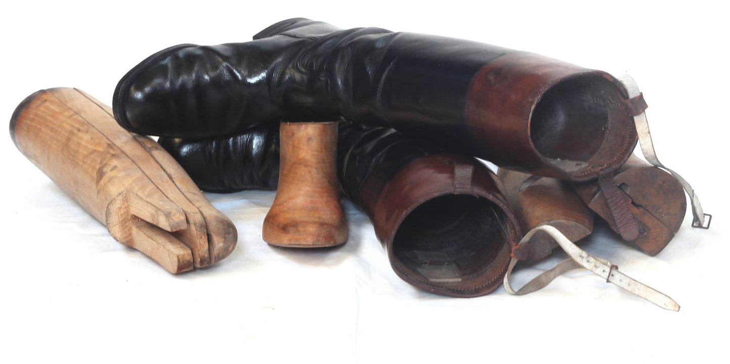 Vintage Leather Hunting Top Boots and Trees