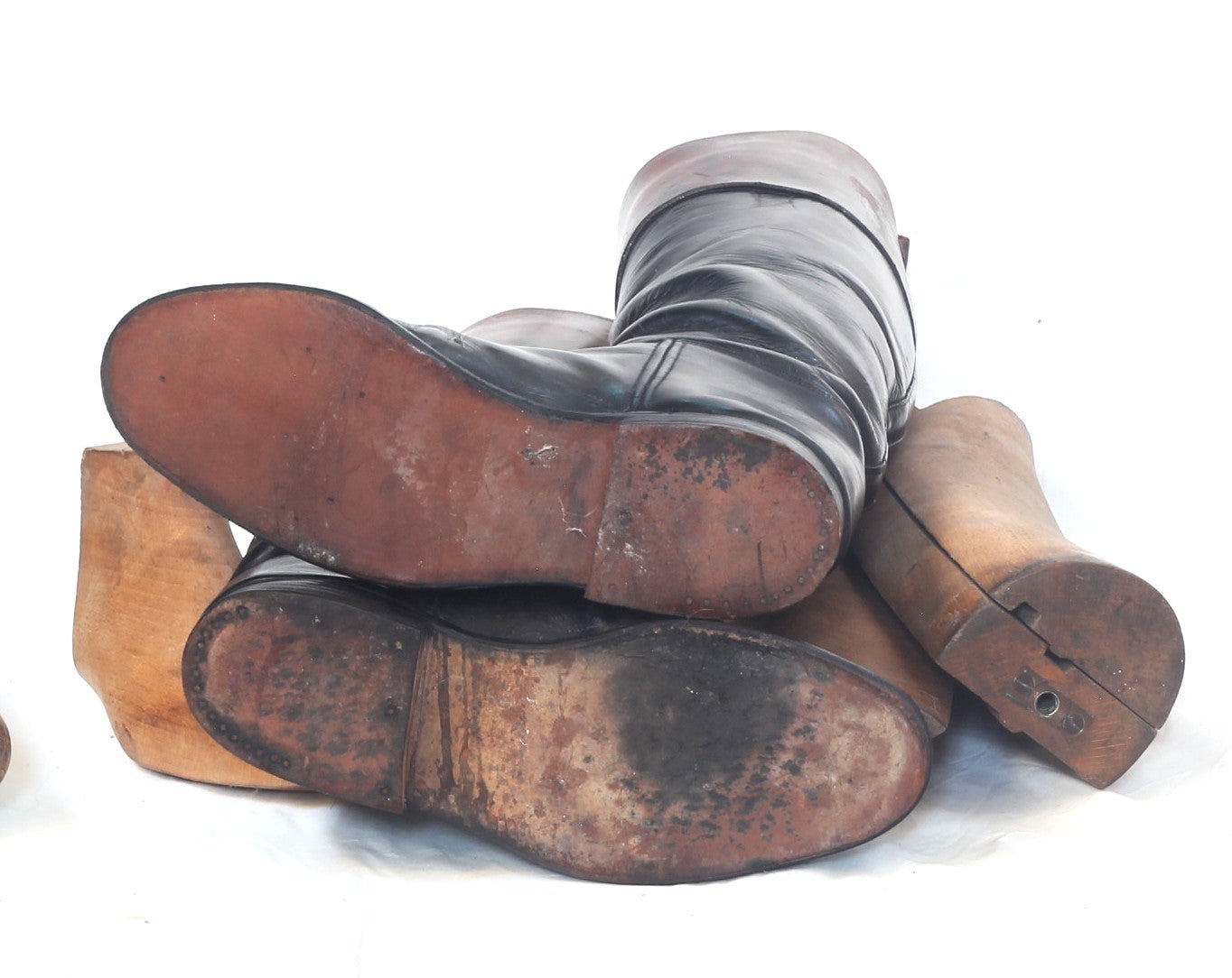 Vintage Leather Hunting Top Boots and Trees