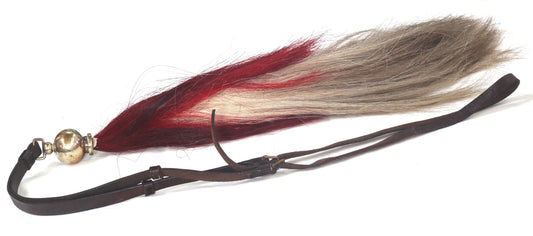 A Maroon & White Throat Plume or Beard for an Officer's Horse