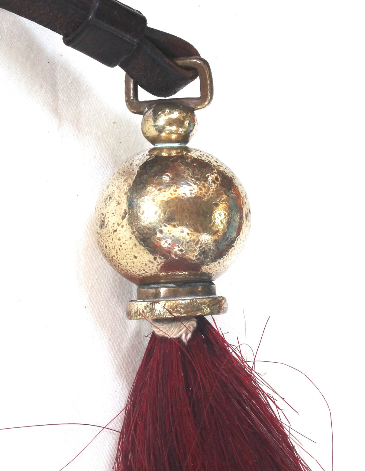 A Maroon & White Throat Plume or Beard for an Officer's Horse