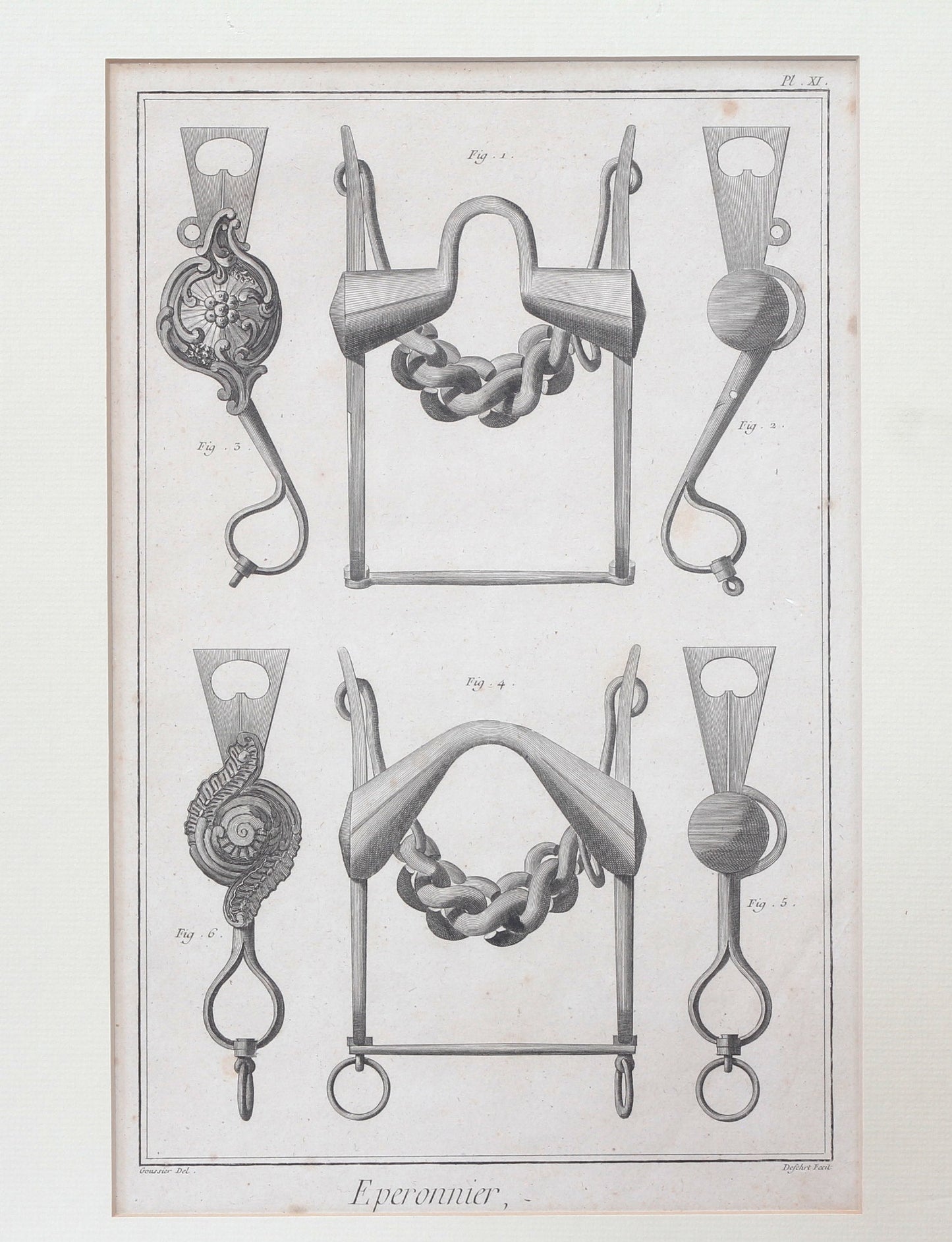 Four 18th Century Horse Bit Engravings from Diderot & D'Alembert