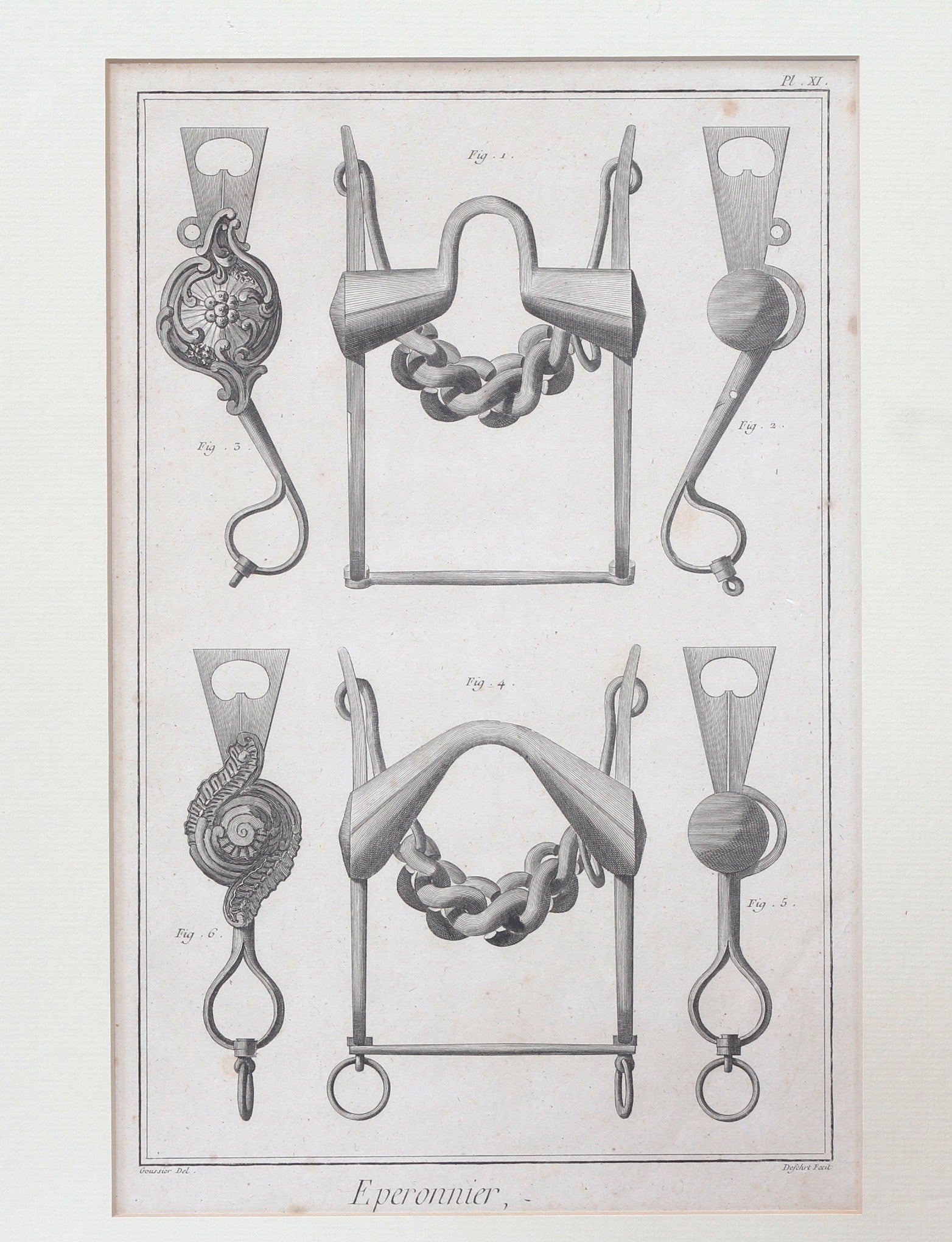 Four 18th Century Horse Bit Engravings from Diderot & D'Alembert