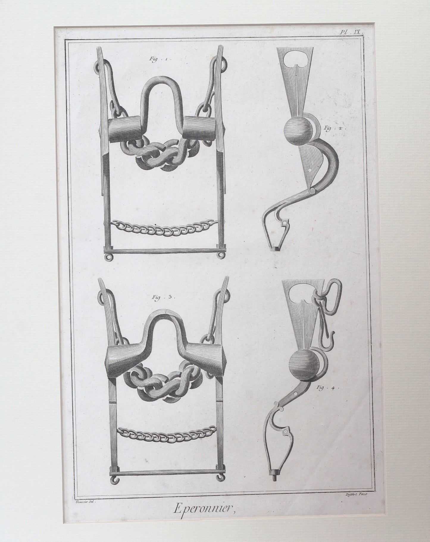 Four 18th Century Horse Bit Engravings from Diderot & D'Alembert