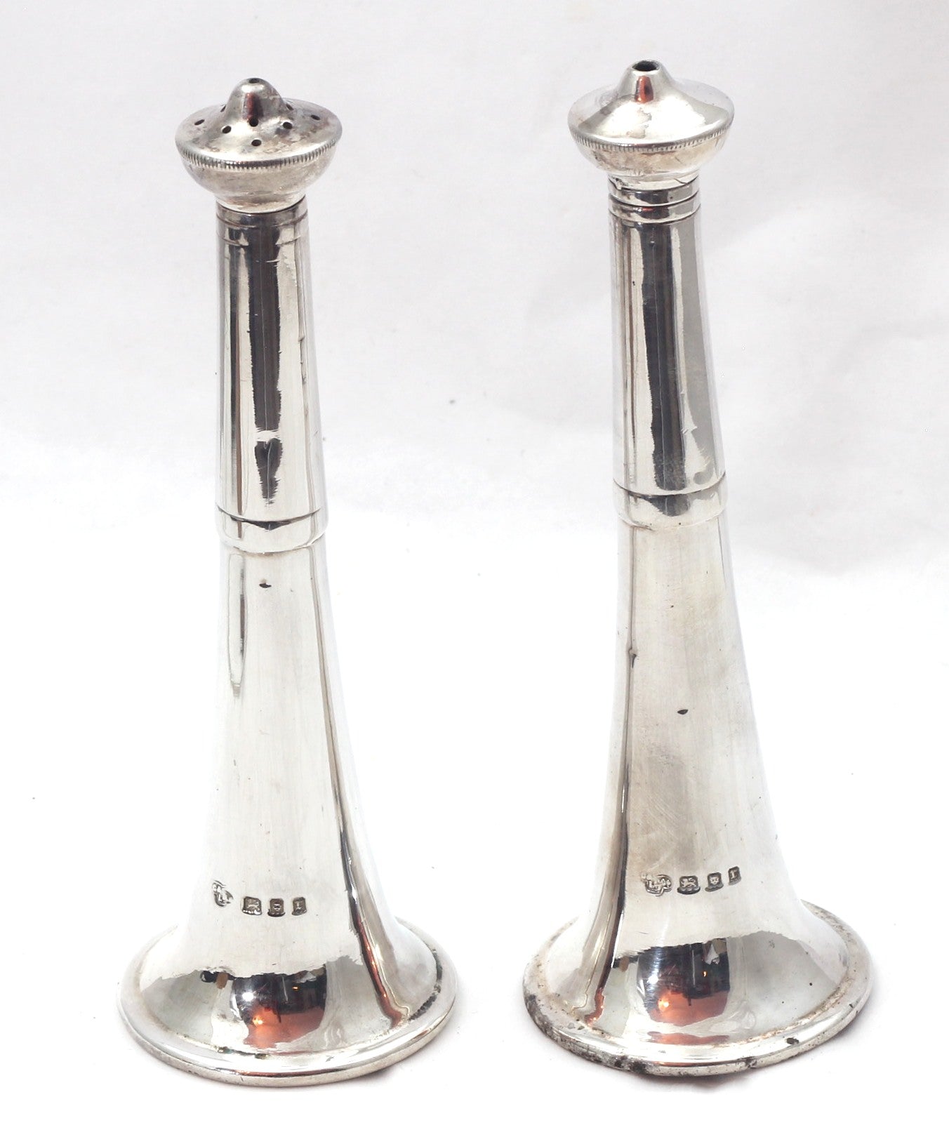 1932 Silver Hunting Horn Salt & Pepperettes