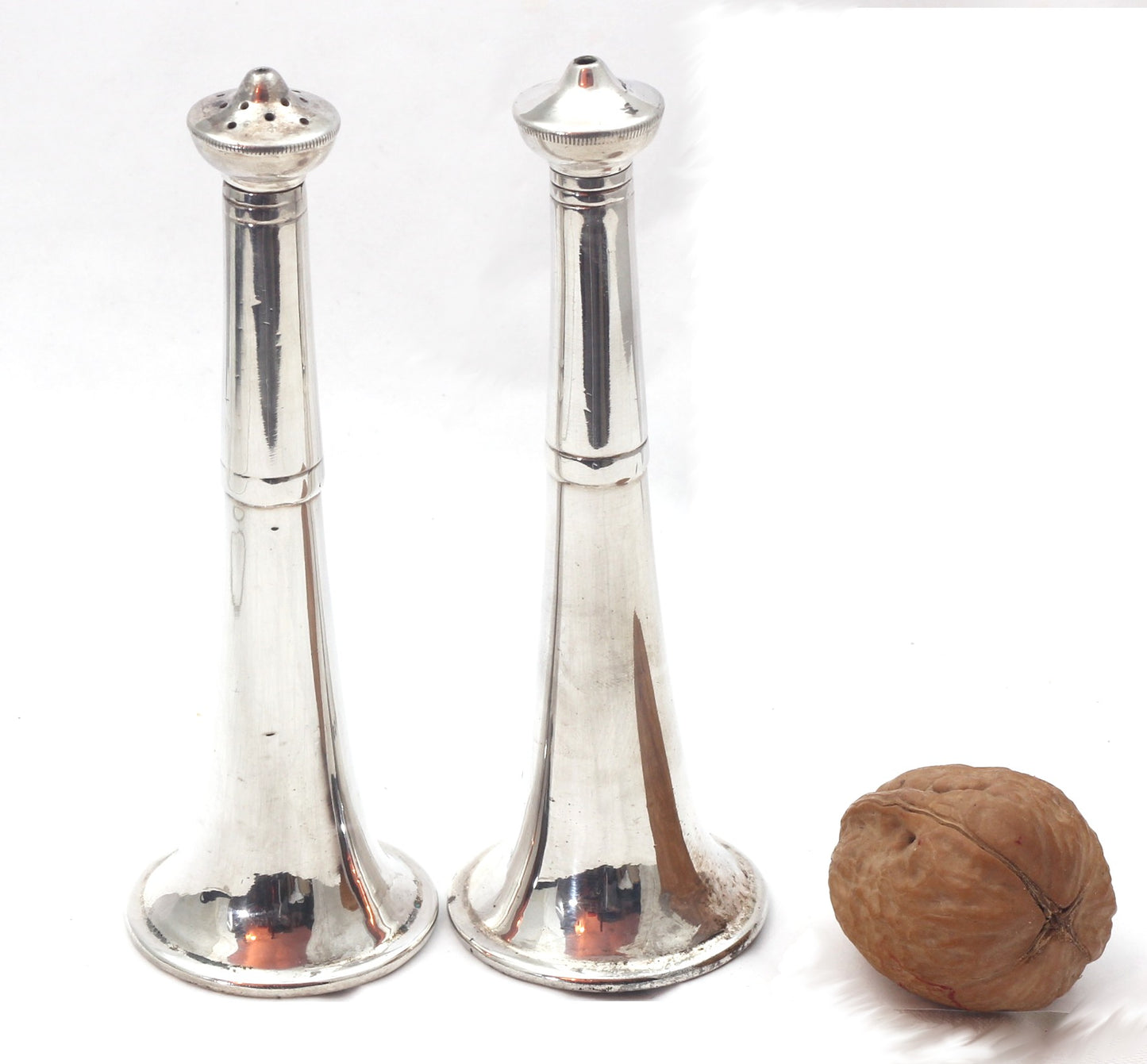 1932 Silver Hunting Horn Salt & Pepperettes