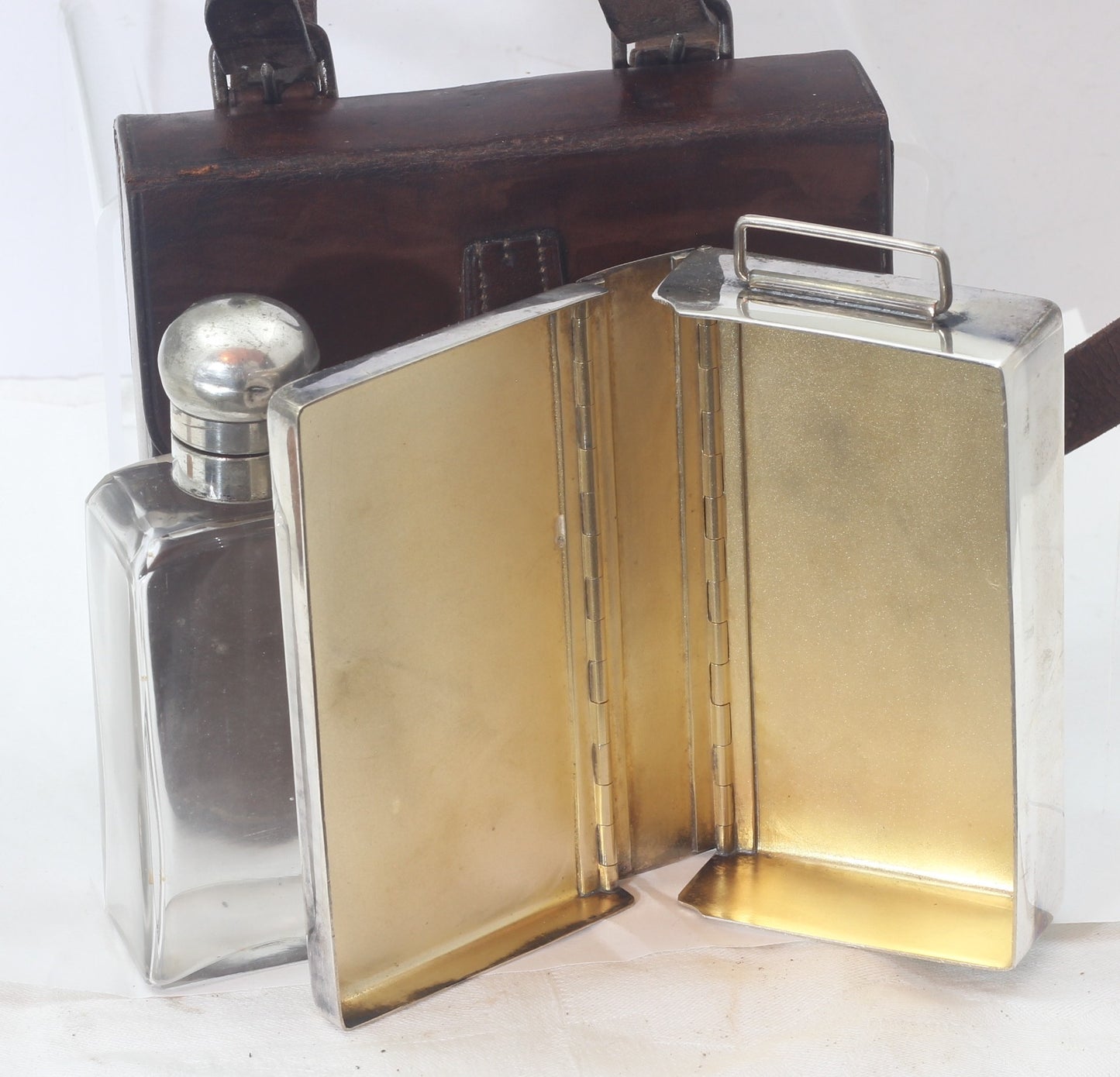 Vintage Hunting or Saddle Canteen with Flask and Sandwich Tin