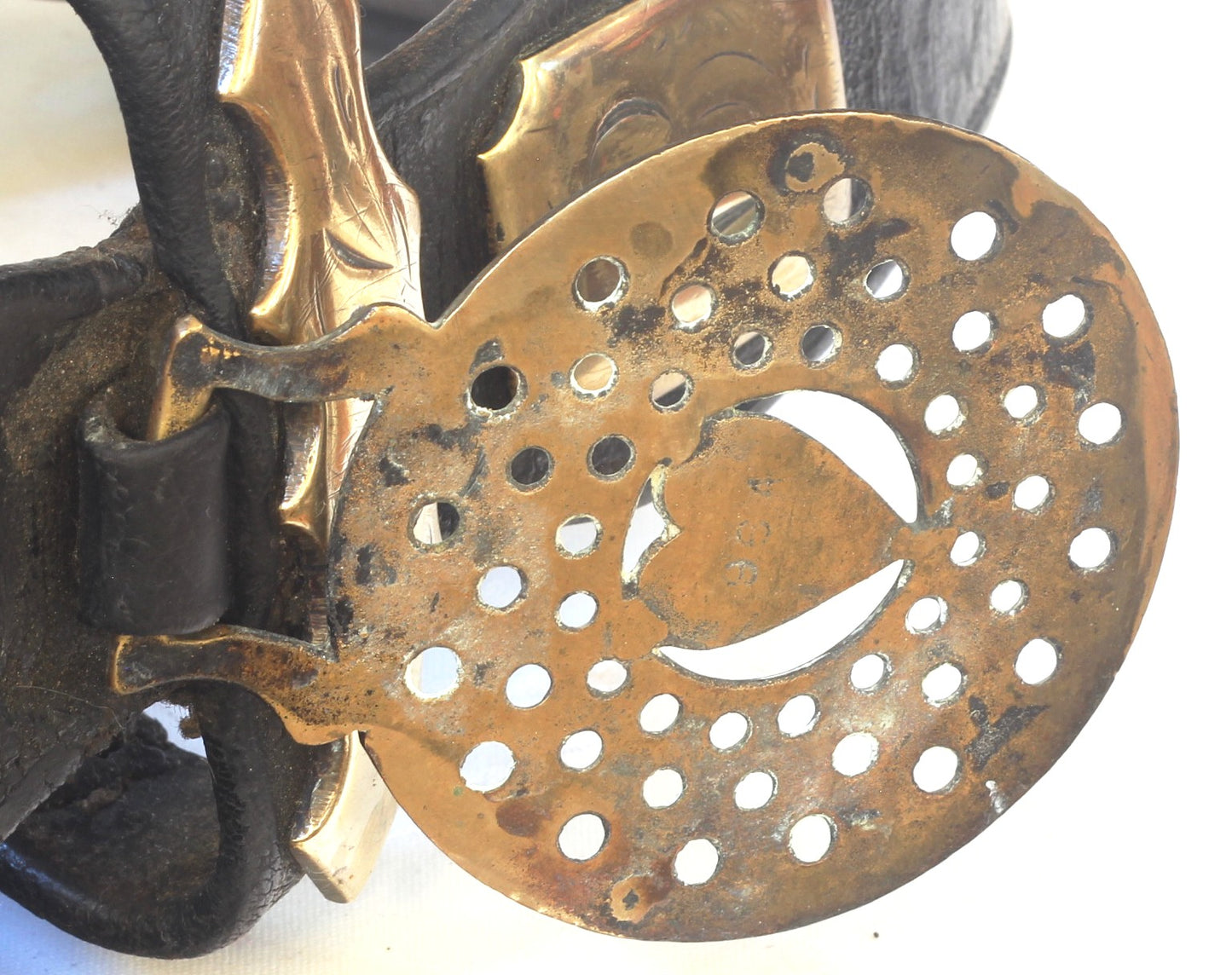 Antique 1893 Brass Decorated Heavy or Cart Horse Bridle