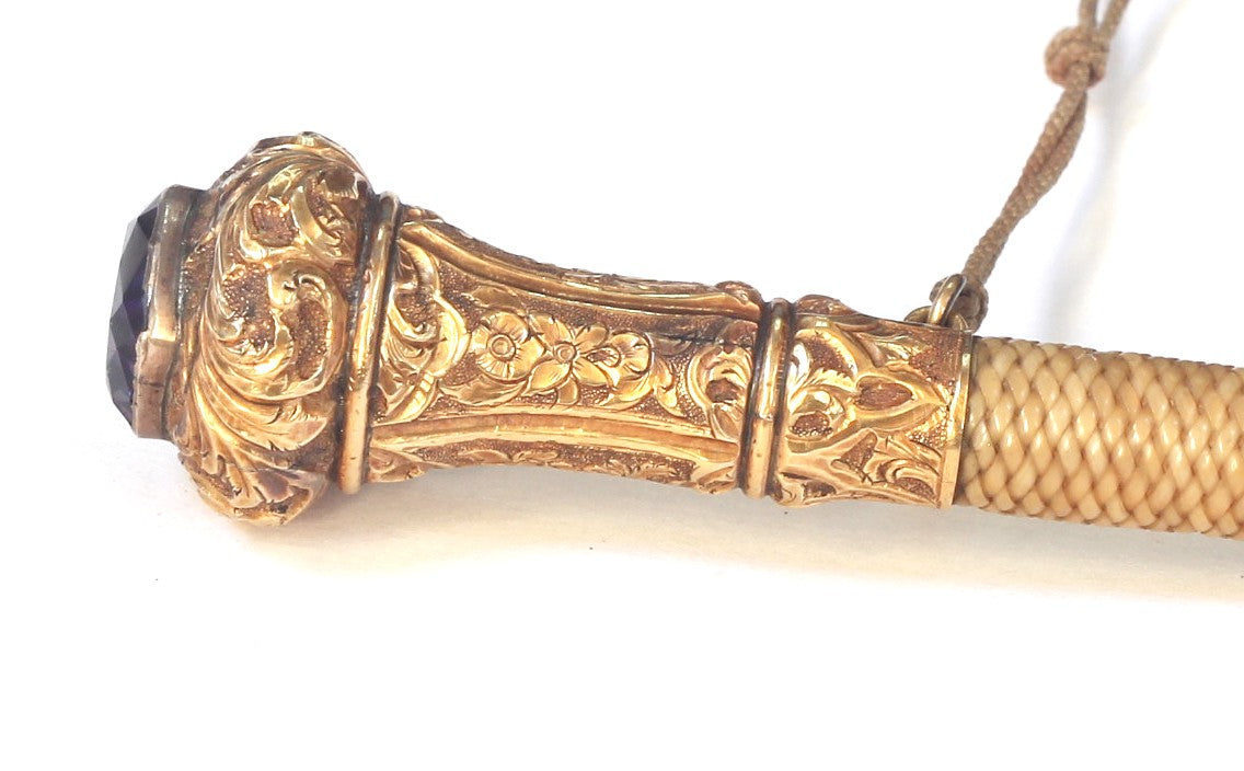 Victorian Sidesaddle Whip with Amethyst