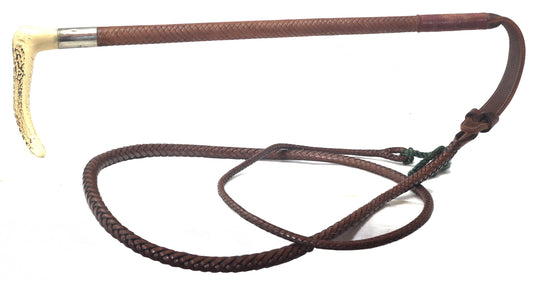 Vintage Leather Hunting Whip with Thong