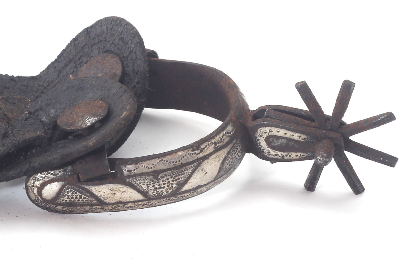 Vintage Mexican "Chihuahua" Style Charro Spurs with Silver Decoration