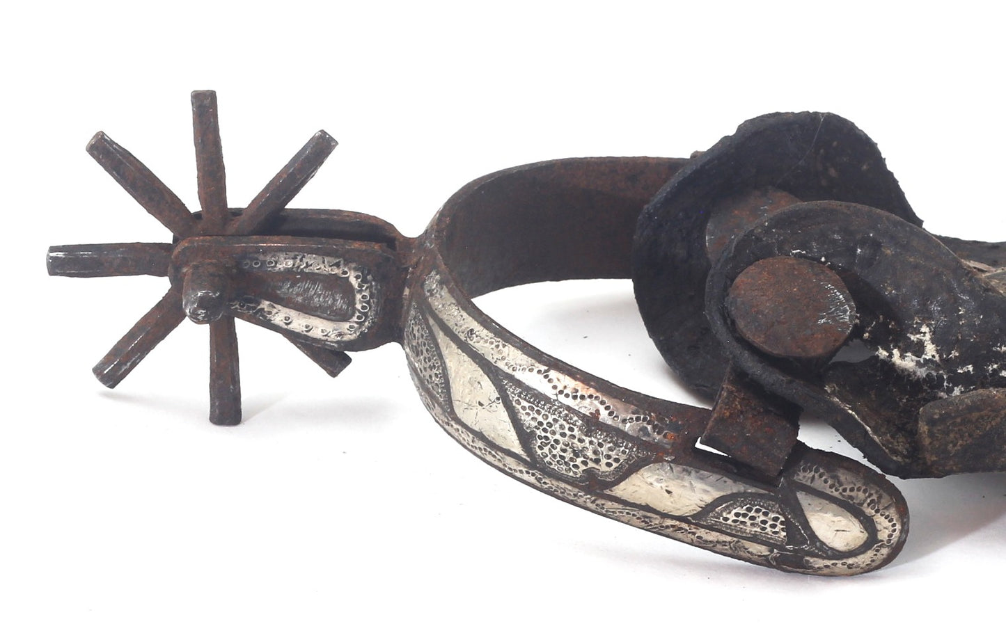Vintage Mexican "Chihuahua" Style Charro Spurs with Silver Decoration