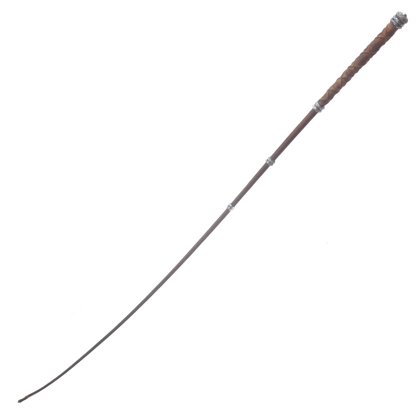 Georgian Ladies Riding Whip with Braided Silver Wire Knops