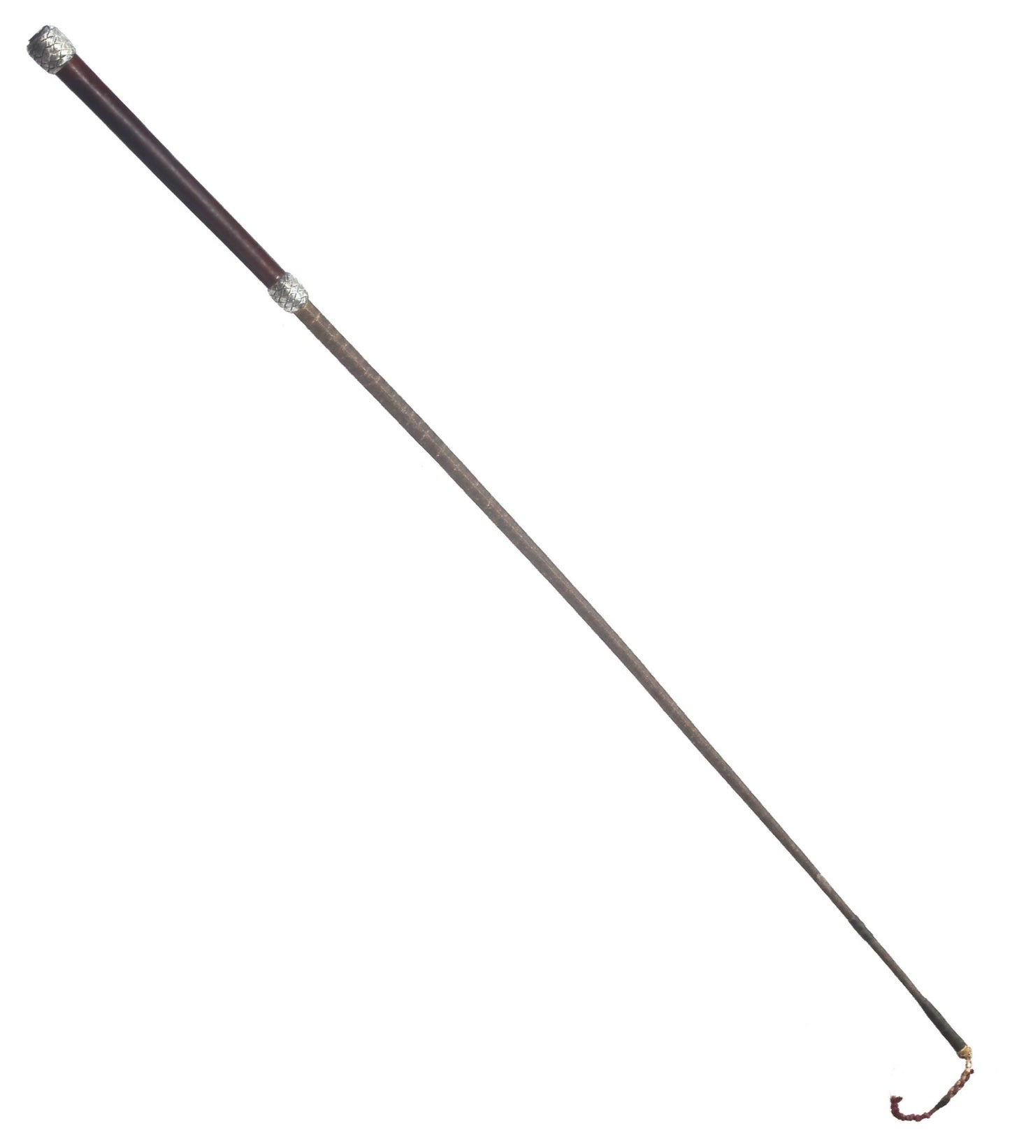 Antique Park or Cutting Whip with Braided Silver Mounts