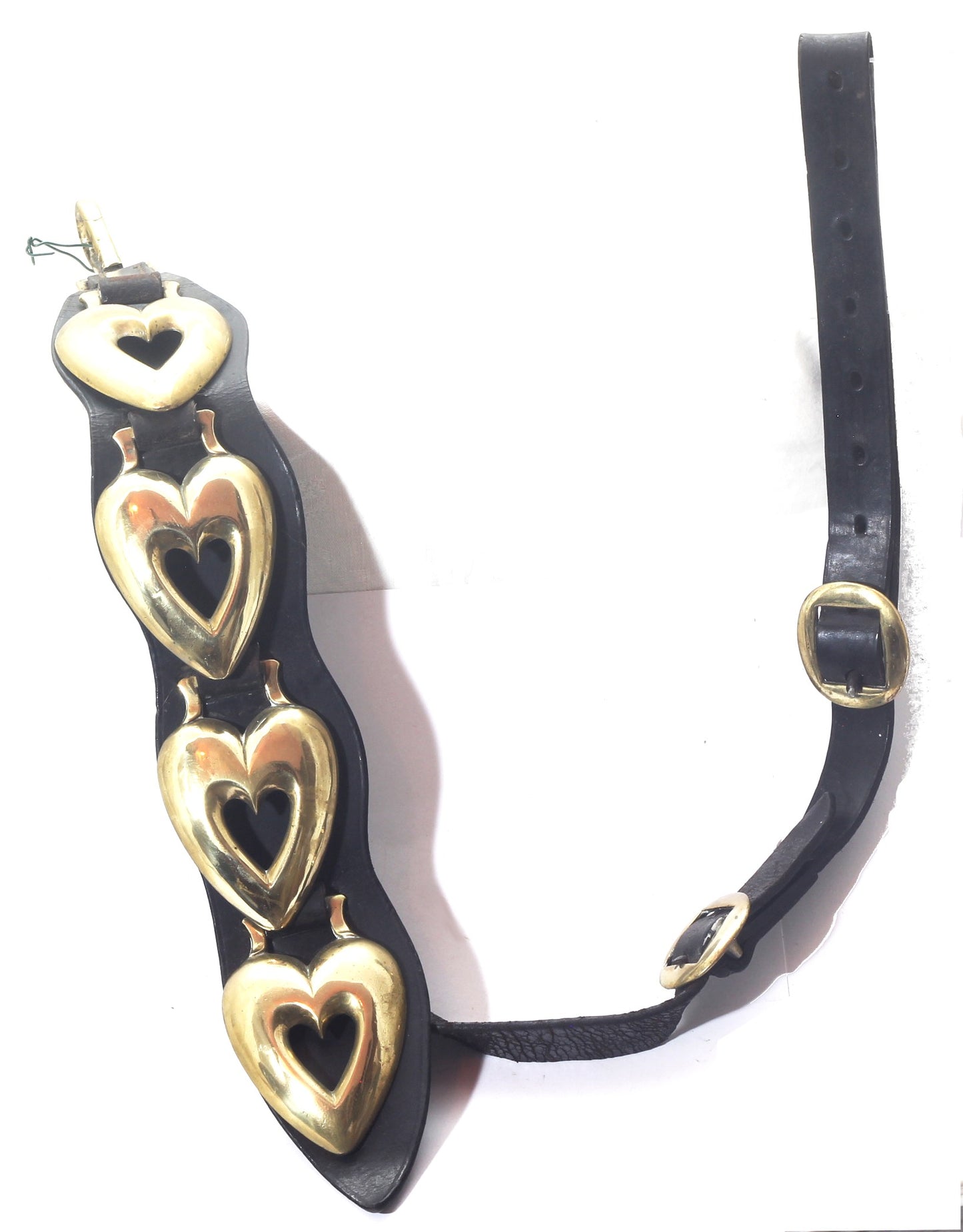 Antique Heavy Horse Martingale with Four Heart Brasses