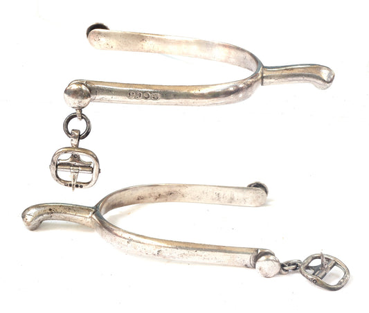 Pair of 1859 Victorian Sterling Silver Riding / Hunting Spurs