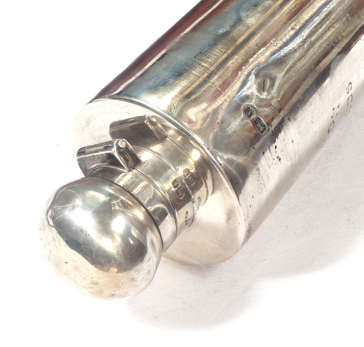 1901 Edwardian Silver Flask in Leather Saddle Case