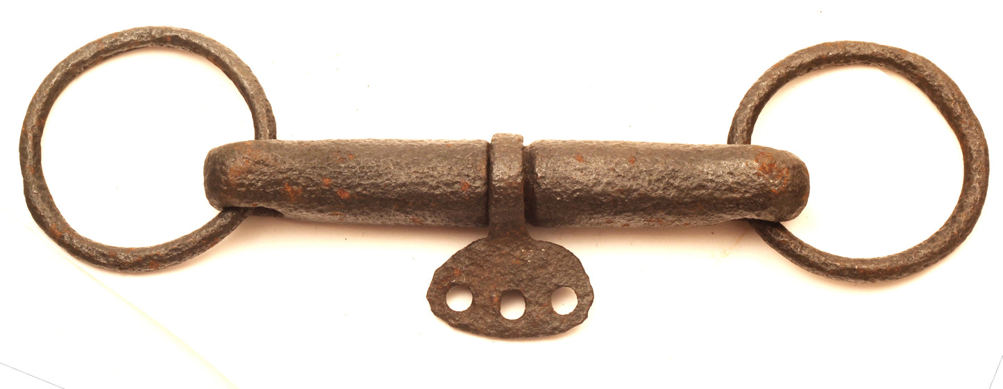 An old Tickler or Mouthing Snaffle bit with a central rotating disc