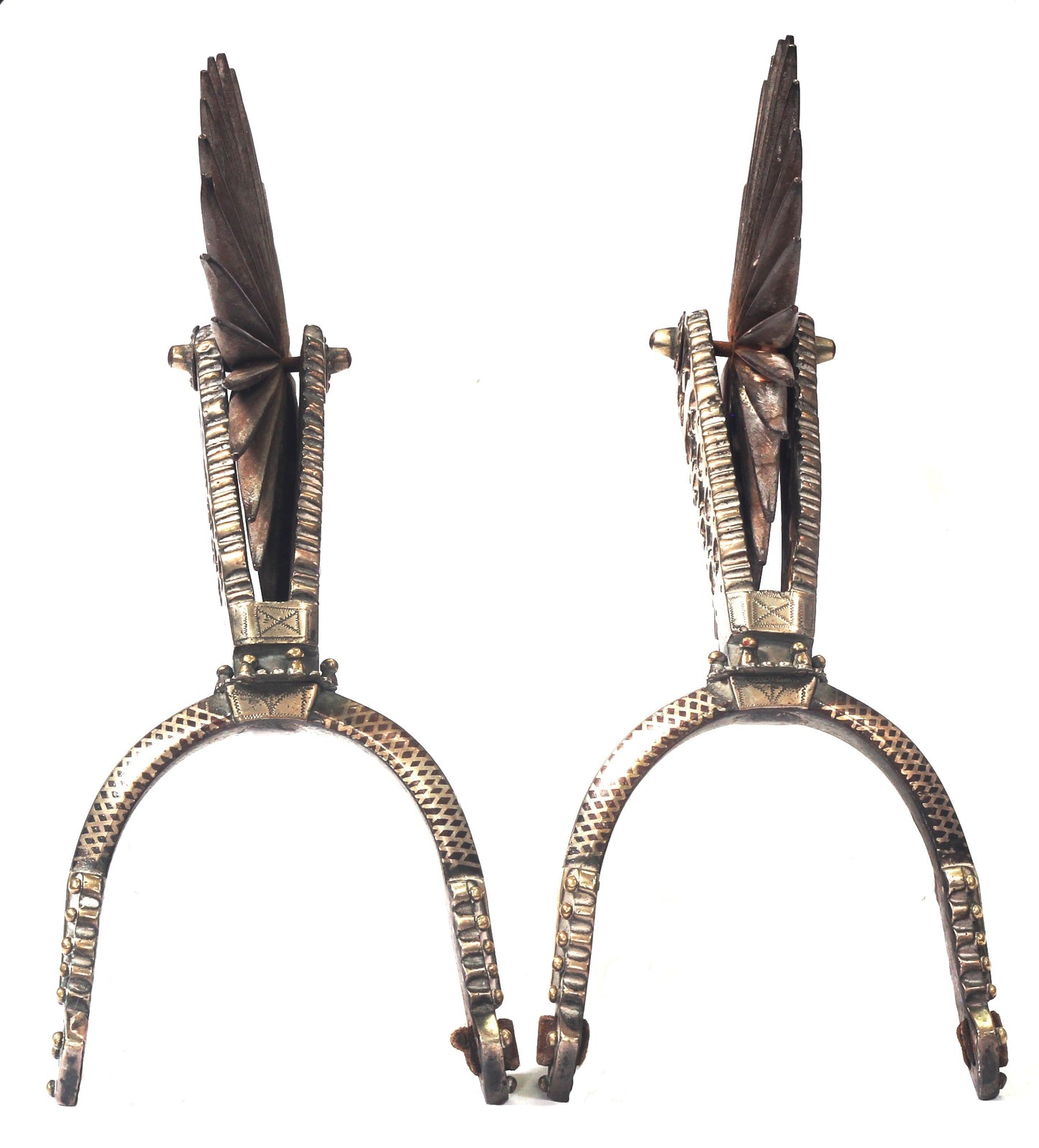 A Pair of Silver Decorated Chilean Huaso Spurs with Huge Rowels