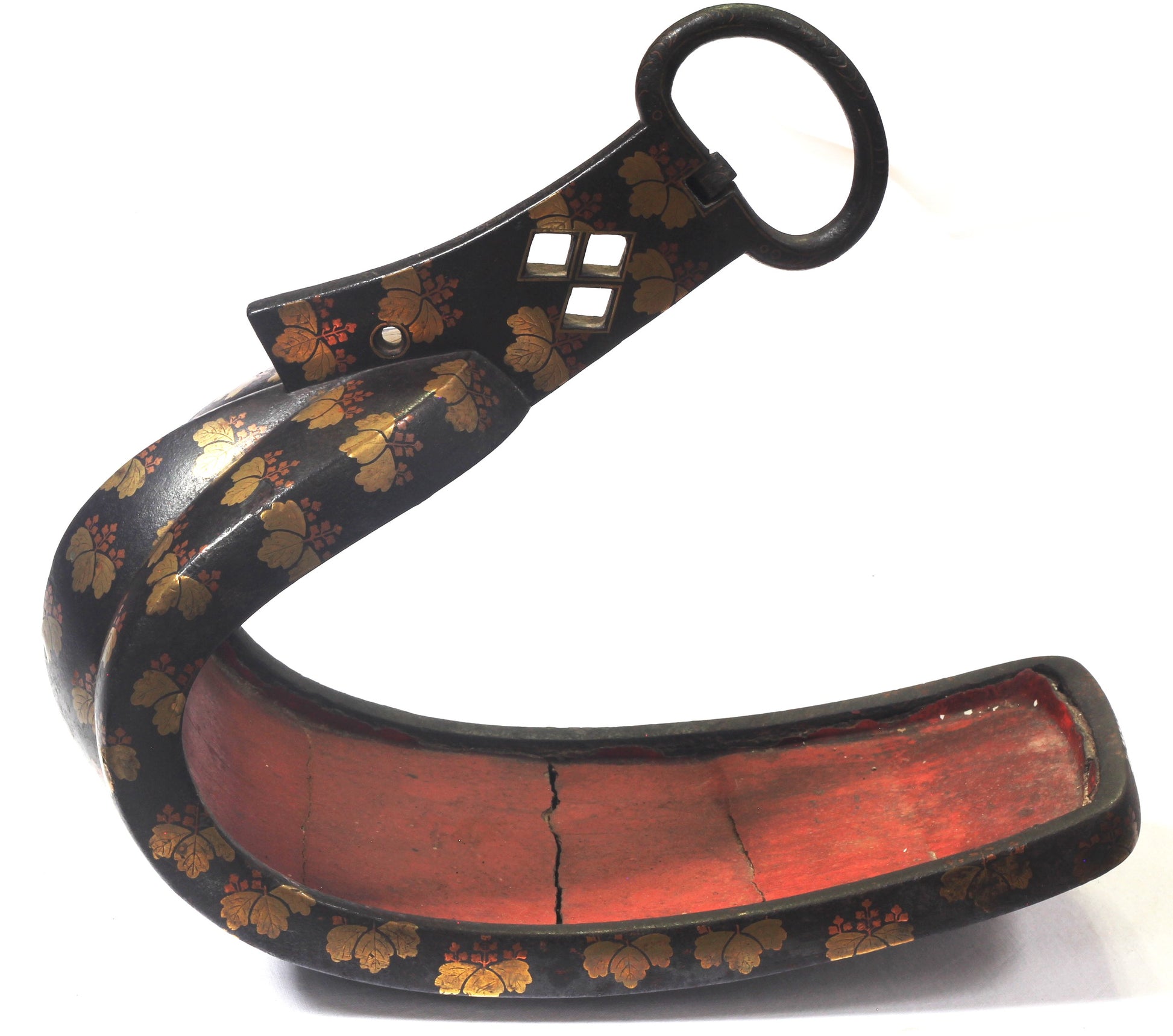 A Single Japanese Abumi or Stirrup Decorated with Blossom