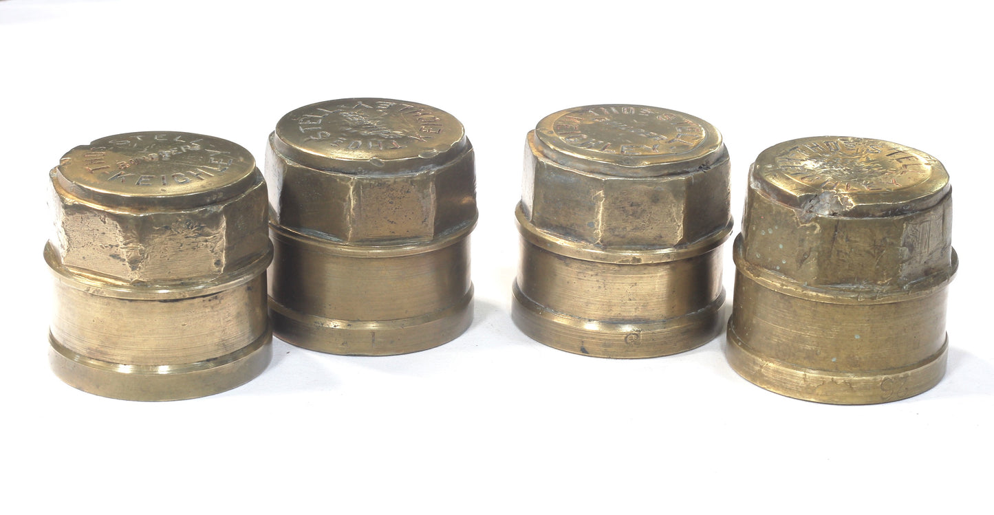 Set of Antique Brass Cart or Wagon Hub Caps - Thos. Stell, Keighley