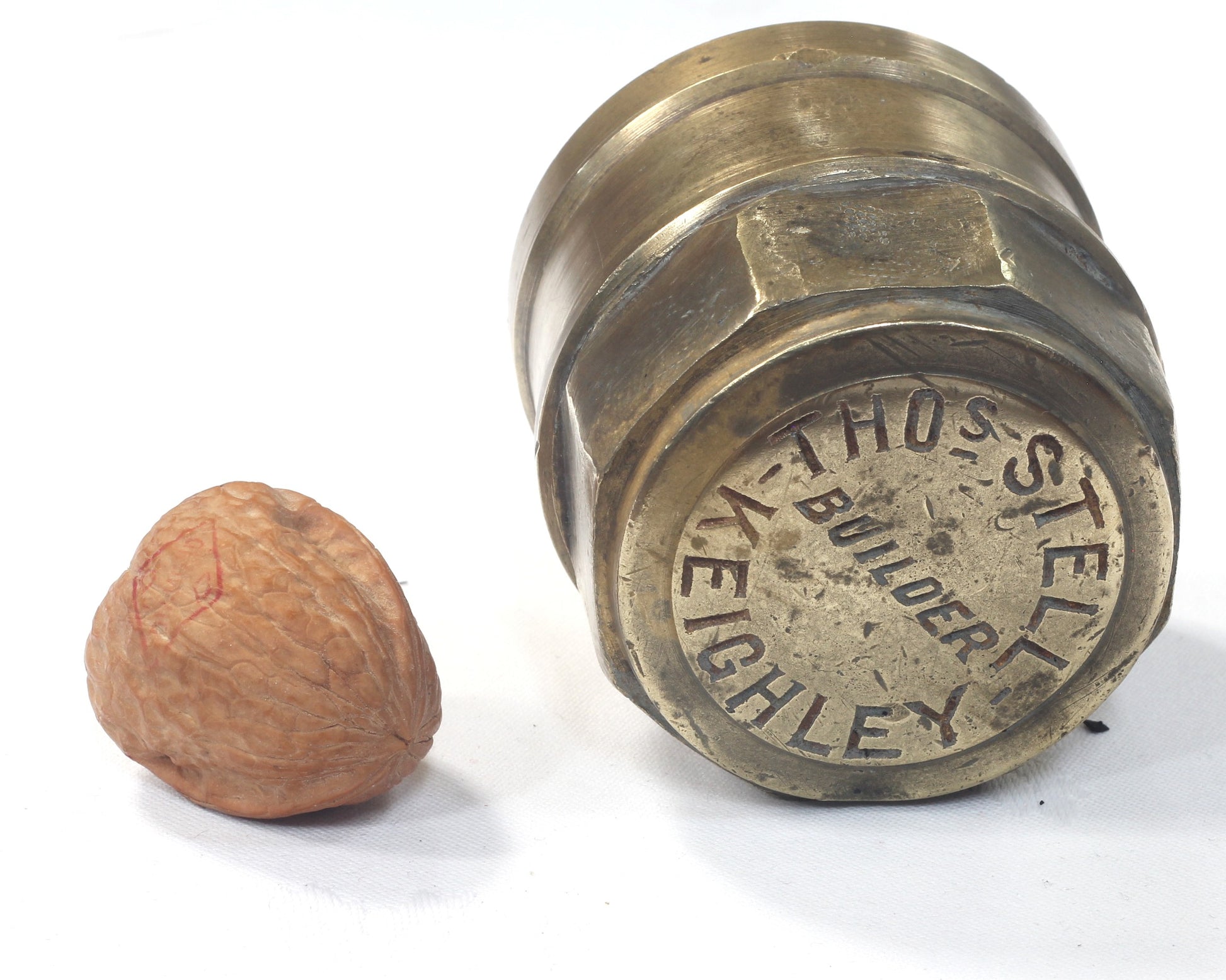 Set of Antique Brass Cart or Wagon Hub Caps - Thos. Stell, Keighley