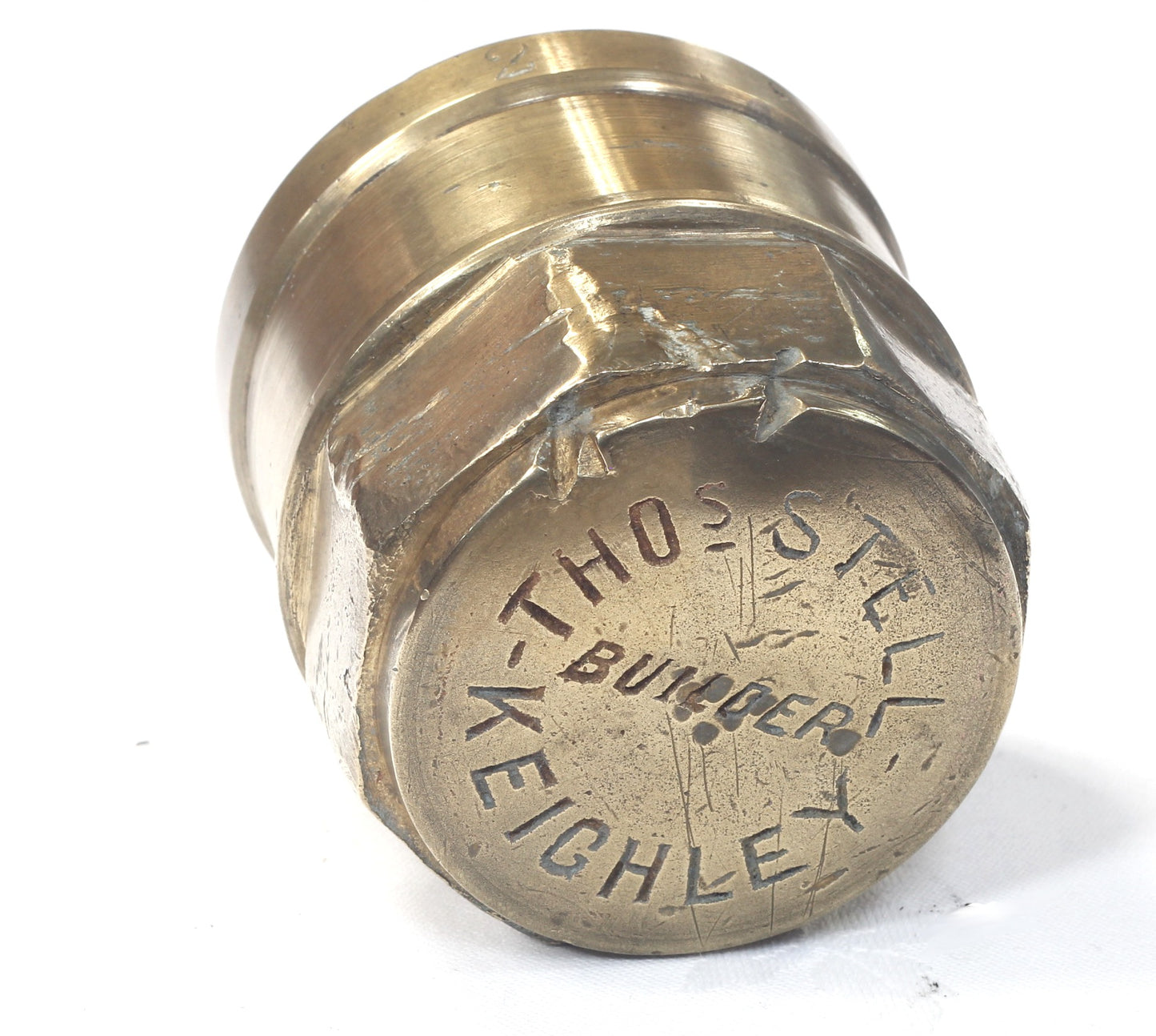 Set of Antique Brass Cart or Wagon Hub Caps - Thos. Stell, Keighley