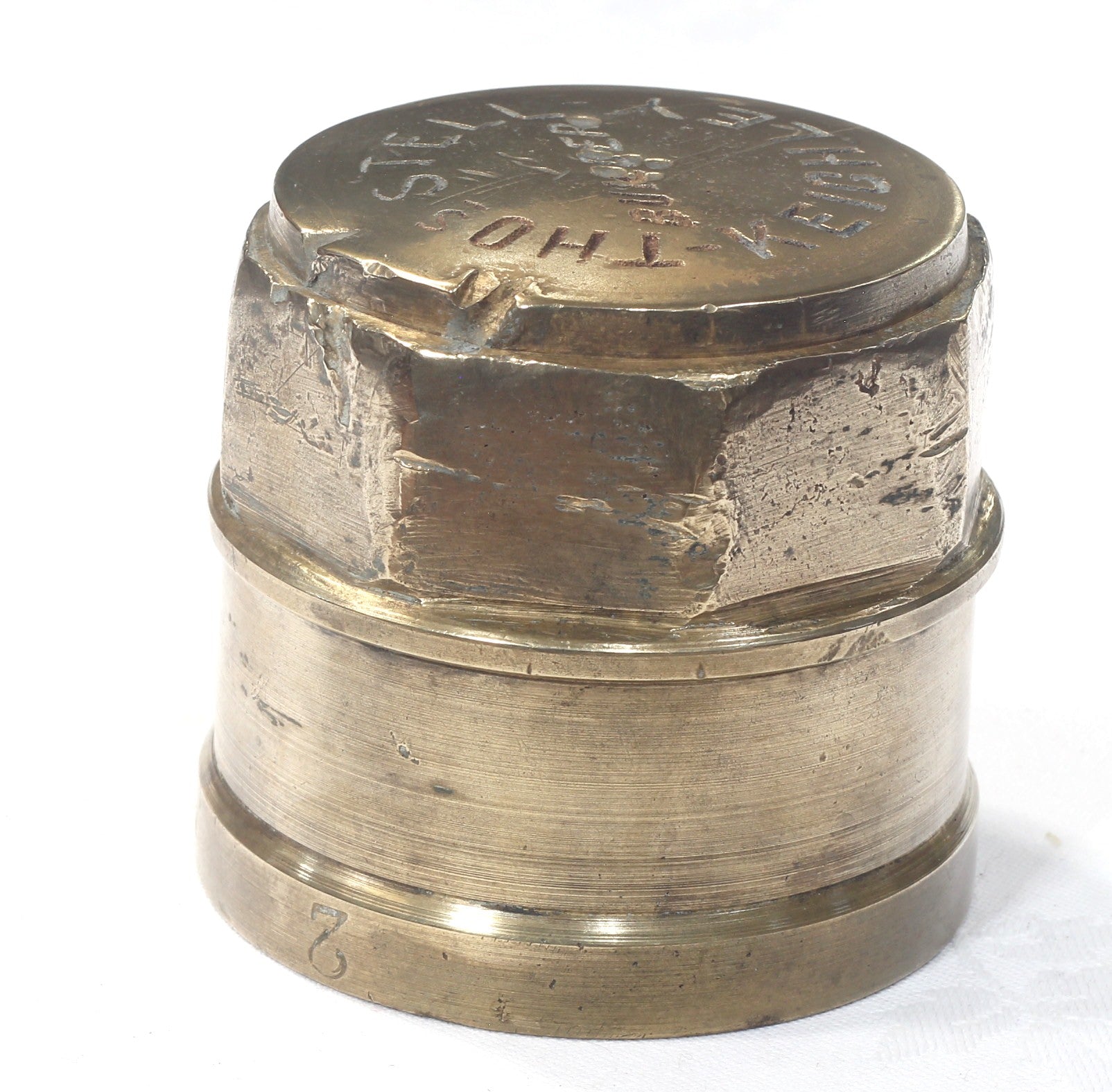 Set of Antique Brass Cart or Wagon Hub Caps - Thos. Stell, Keighley