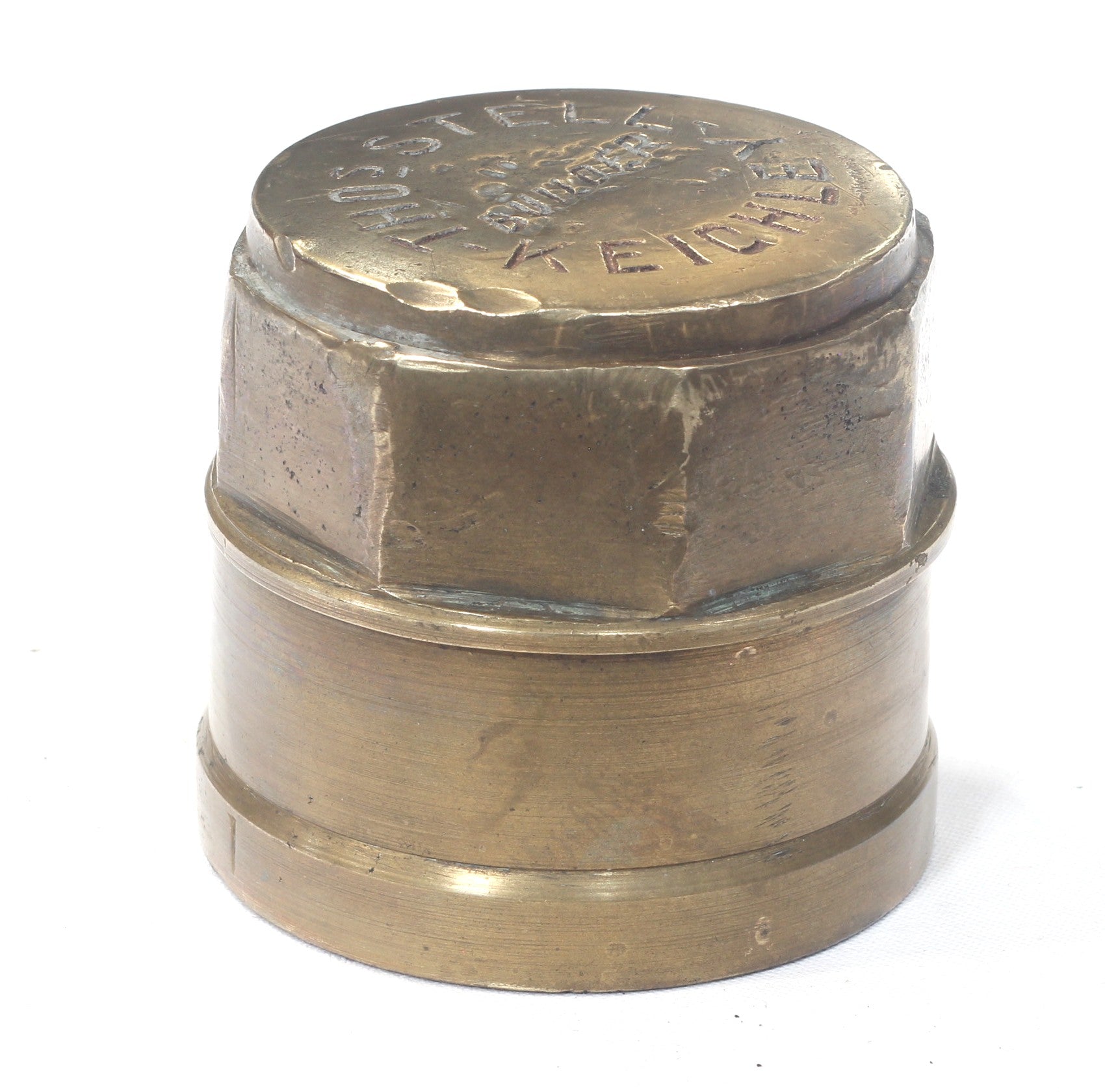 Set of Antique Brass Cart or Wagon Hub Caps - Thos. Stell, Keighley