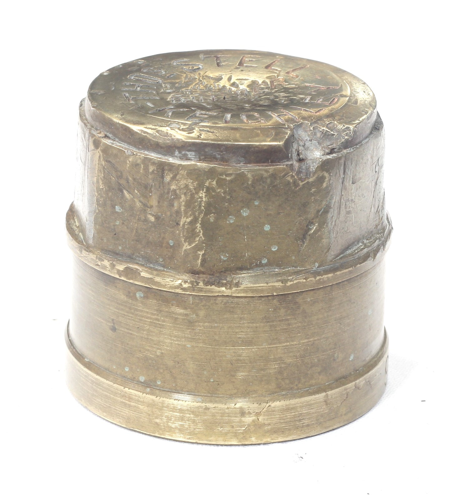 Set of Antique Brass Cart or Wagon Hub Caps - Thos. Stell, Keighley