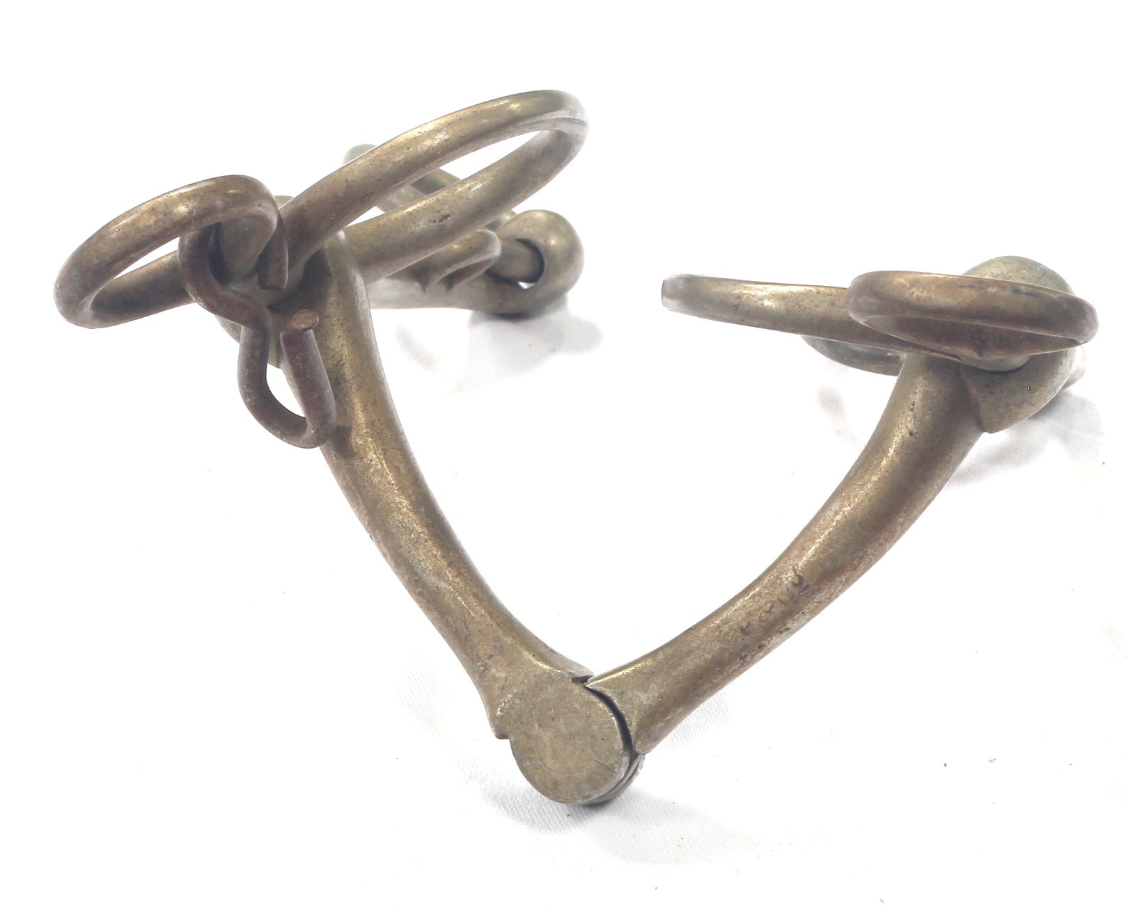 A Small Nickel Silver Rule Jointed Pelham Horse Bit