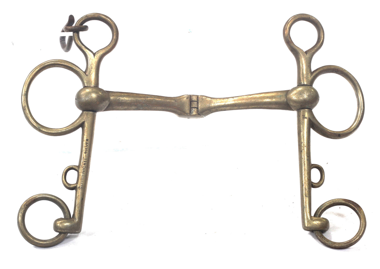 A Small Nickel Silver Rule Jointed Pelham Horse Bit