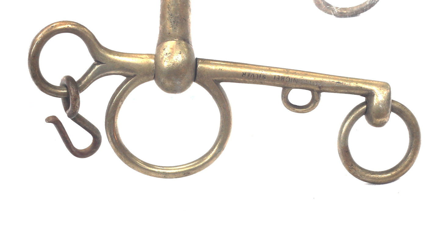 A Small Nickel Silver Rule Jointed Pelham Horse Bit